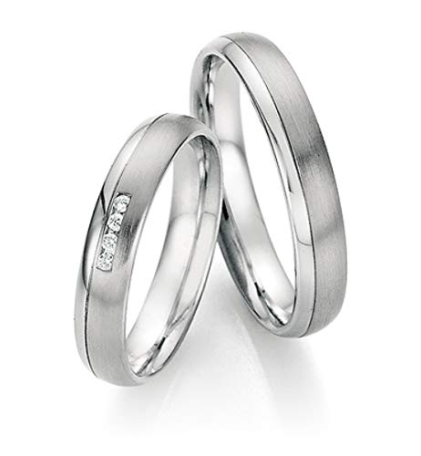 Jewellery Depot Pair of Wedding Rings Partner Rings Engagement Rings Stainless Steel with Diamond + Engraving Request Rings (Pair)