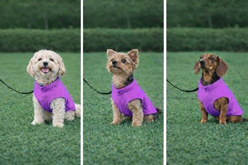 Image of JACKO & CO - Fleece Vest Dog Sweater with Leash Ring - Soft, Warm & Lightweight Pullover Coat for Small & Medium Dogs, Puppies & Cats - Cozy Fall /Winter /Spring Pet Jacket (Purple, XX-Large 25-35lbs)