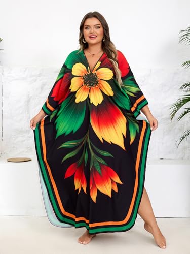 Image of Kaftan Dress for Women - Plus Size Caftan Maxi Beach Dress Moo Moos Loungewear, Swimsuit Cover Up for Beach, Pool or Vacation