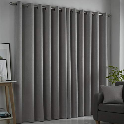 Fusion Strata Woven Eyelet Lined Curtains, Silver, 66 x 54 Inch, W 66.1" x L 53.9" (1 Panels) - Image 2