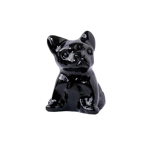 HUFFA Natural Crystal Raw Stone Dog Carving - Unique Home Office Ornaments for Dog Lovers