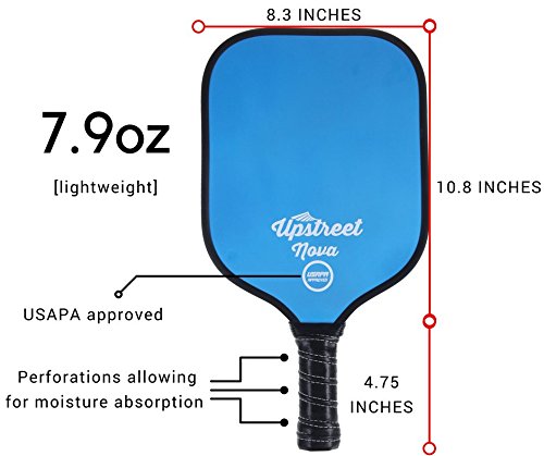 Graphite Pickleball Paddle - Polypro Honeycomb Composite Core - Paddles Include Racket Cover (Navy Blue) - Thumbnail 2