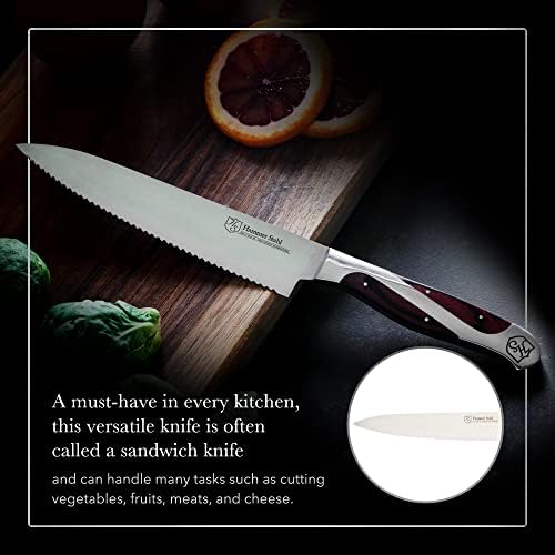 Hammer Stahl Serrated Utility Knife | German Forged High Carbon Steel | Ergonomic Quad-Tang Pakkawood Handle & Gift Box - Thumbnail 4