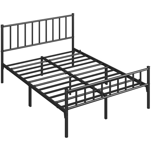Yaheetech Full Size Metal Platform Bed Frame with Spindle Headboard, Black