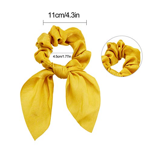 12 Pieces Bow Hair Scrunchies Rabbit Bunny Ear Scrunchies Silk Bow Bowknot Scrunchies Bobbles Elastic Hair Ties Ropes Ponytail Holder Accessories For Women Girls #TOP1