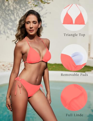 Image of Women Bikini Set Triangle String Tie Two Piece Swimsuit