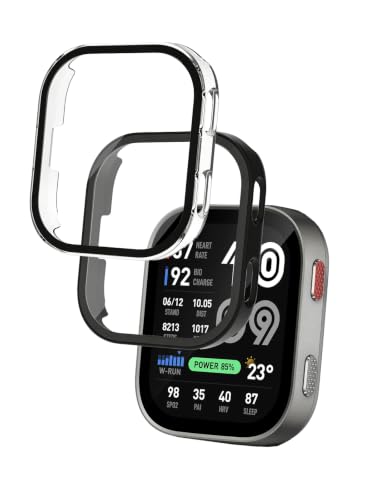 FJIASTB Amazfit Bip Max 50mm�X�}�[�g�E�H�b�`�p�P�[�X ���ȃ|���J�[�{�l�[�g�J�o�[ �X�N���[���v���e�N�^�[���� �ϏՌ� ���h�~ (�u���b�N+�N���A 2�p�b�N)