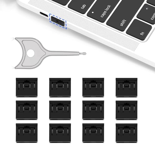 12-Pack USB-A Port Blockers with 1 Key,Removable Physical Security Locks,Anti-Tampering Data Protection for Laptops,PCs & Game Consoles (Black)
