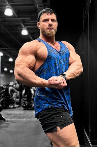 Jed North Men's Graphic Bodybuilding Tank Tops Gym Stringers Racerback,NavyGraffiti,XXX-Large — view 6