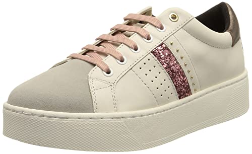 Materiale esterno: pelle Geox D Skyely E, Sneakers Donna, Bianco Rosa Off White Dk Rose, 39 EU