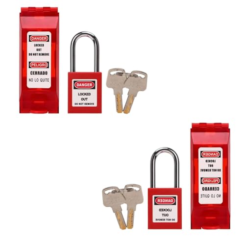 Lockout Tagout Locks, 2PCS Industrial Lockout Lock Red Lockout Switch Cover Plate Lockout Tagout Locks with Universal Wall Switch Cover
