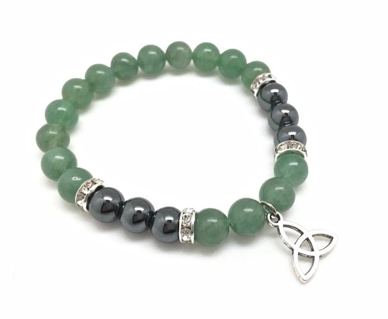 Bracelet aventurine verte hématite 8mm énergétique pour homme et femme