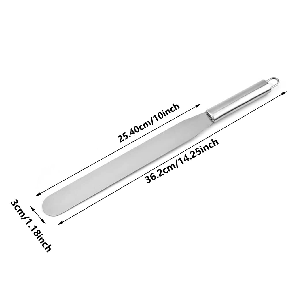 10inch Stainless Steel Cake Spatula Icing Spatula Cake Scraper Baking for Cookies, Silver, 25.40cm/10inch - Image 2