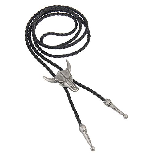 Coolla Bolo Tie- Handmade Bull Western Cowboy Black Vintage Turquoise Pendant For Women,Men (Silver) #TOP2
