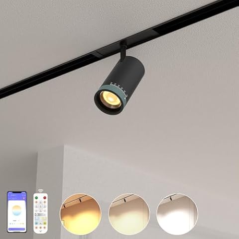 Hengsense Adjustable Focus Spotlight, 18W Magnetic Track Light Head, 24V LED Lamp, Rotatable Spotlight, Smart Control via App, Remote & Voice, Dimmable & CCT 2700K-6000K, Beam Angle 20°-45° Cover