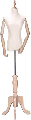 QUANGJN Upgraded Female Dress Form - Mannequin Torso Body with Wood Arm & Tripod Stand, 53-70 Inch Height Adjustable for Clothing Display