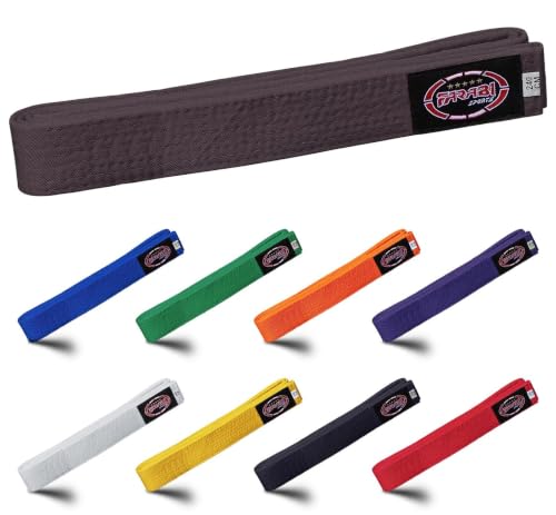 Image of Farabi Sports Karate Belt – Multiple Colors – Premium Martial Arts Belts for Karate and Taekwondo, Training & Competition – Single, Pack of 5, Pack of 10 (Brown, 240-cm)