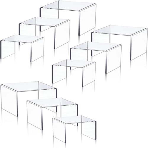 Duscdesp Ensemble de 9 présentoirs en acrylique, étagères de présentoir, présentoirs en...