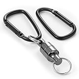 マグネットリリーサー 【耐荷重5kg】 磁石 強力 マグネットリリース カラビナx2 ニッケル合金製 吊り下げ 落下防止 アウトドア キャンプ 登山 釣り 道具 コンパクト 軽量 携帯便利 BEIHOO(1セット, ガンメタブラック)