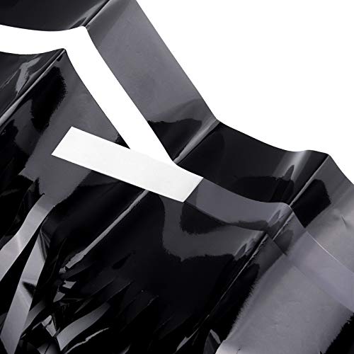 Chrorine 2Pcs 3Ft X 8.3Ft Black Tinsel Fringe Curtains Streamers Photo Backdrop For Birthday Graduation Halloween Anniversary Party Decorations #TOP3