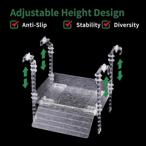 Juilsioa Hanging Turtle Basking Platform, Acrylic Aquatic Reptile Basking Platform with Ramp, Tortoise Resting Terrace for Turtle Tank Aquarium, Turtle Tank Accessories