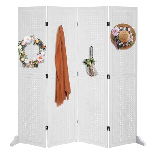 Bonnlo 4 Panel Pegboard Freestanding, 5 FT Portable Display Board