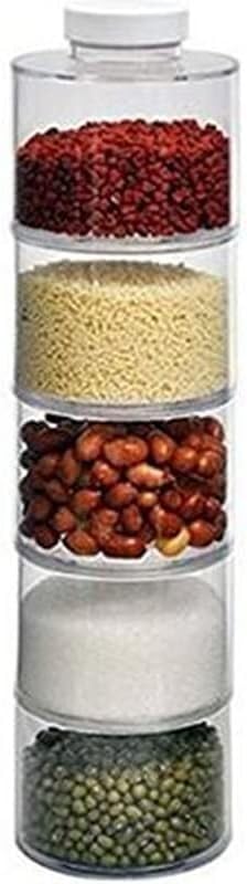 Gewürzspender, Gewürzbox, 6er-Pack stapelbare Gewürzbox Turmtyp transparente Gewürzgläser Flaschen Lagerregal Zucker Salz Pfeffer Gewürztöpfe einfach