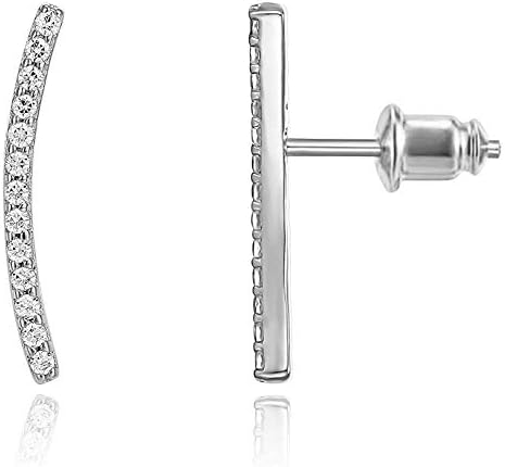 PAVOI 14K Gold Plated Ear Crawler - Cuff Earrings Hypoallergenic Stud Ear Climber Jackets - White
