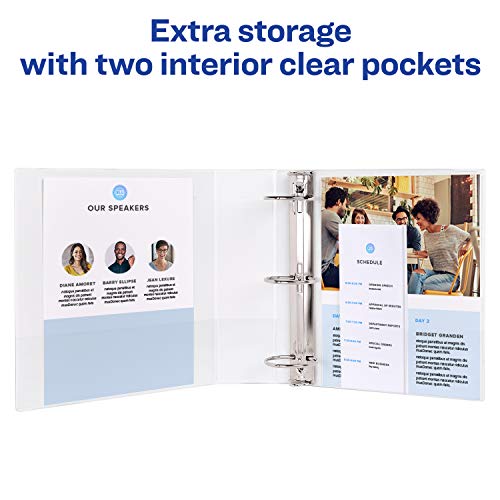 Avery Economy View 3 Ring Binders, 3" Round Rings, 12 White Binders (05741) #TOP2