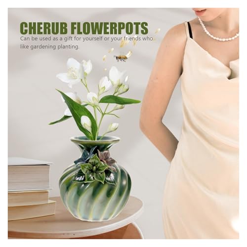 Florero de cerámica compacto jarrones de flores para salones pequeños 5