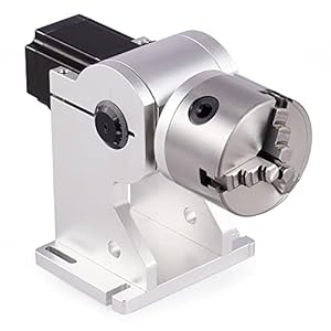OMTech Rotary Axis Attachment for Fiber Laser Engravers, 80mm 3 Jaw Rotary Chuck Ring Jewelry Marking Tool, Laser Engraving Machine Rotary Tool with NEMA 23 Motor for Y Axis 360 Round Metal Etching