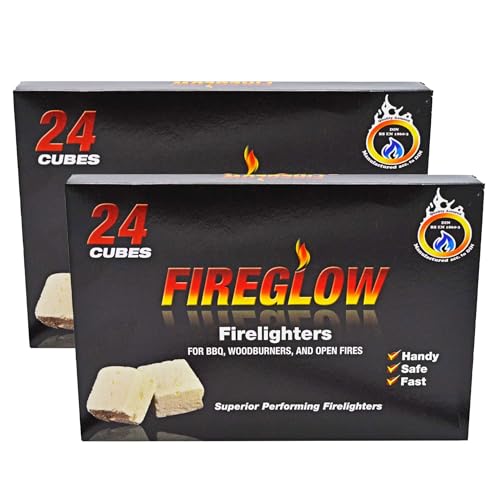 Firelighters Starter Blocks Cube for BBQ, Woodburner, Open Firelighter, Campfire, Stove, 24 Cubes in 1 Box (2 Pack (48 Cubes))