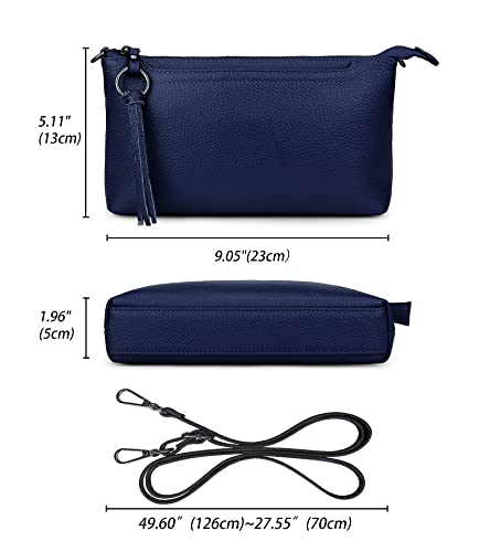 Image of YALUXE Genuine Leather Wristlet Handbags Purses Cell Phone Pocket Clutch Wallet Crossbody Bags for Women