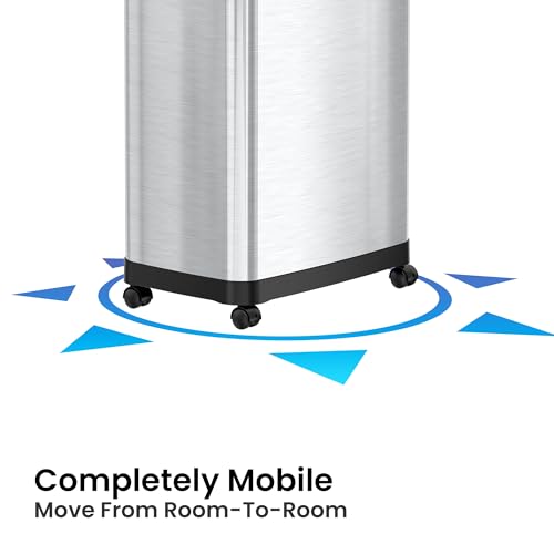 iTouchless 24 Gallon Dual-Side Opening Trash Can with Odor Filter and Locking Wheels – Stainless Steel Commercial Garbage Bin for Restaurants, Kitchens, Offices, Lobbies, Business, Store, Restroom by iTouchless - Image 3