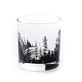 Black Lantern Rock Glass – Handmade Whiskey Glasses - Forest Landscape - Bar & Cocktail Glass (One 1