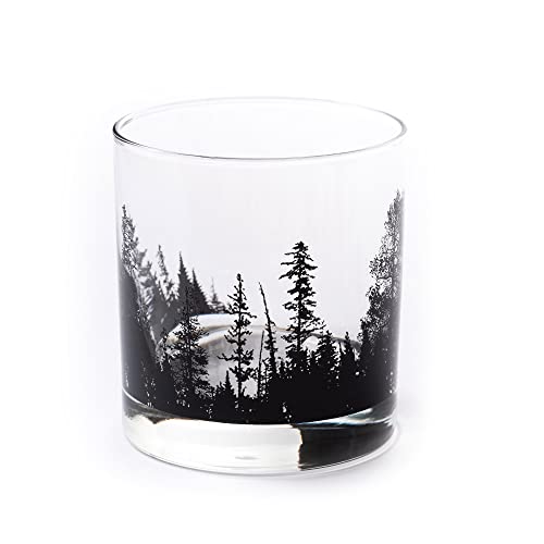 Black Lantern Rock Glass – Handmade Whiskey Glasses - Forest Landscape - Bar & Cocktail Glass (One 11 Oz. Tumbler) - Kitchen Glasses And Kitchen Cups For Father's Day #TOP14
