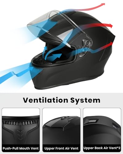 Image of Favoto Full Face Motorcycle Helmet - Dual Visor, Anti-Fog Film Included, DOT Approved Adult Dirt Bike Helmet for Men Women