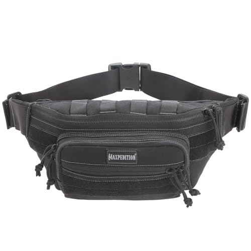 Maxpedition Keystone Versipack (14” x 6” x 6”) Tactical Crossbody Fanny Pack for Everyday Carry (Black) 0456B
