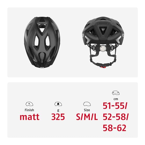 ABUS Unisex, Fahrradhelm, Schwarz (Velvet Black), M (52-58 cm) – Ansicht 6