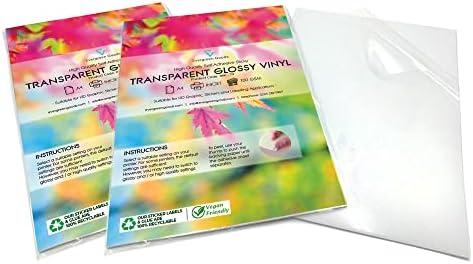 Evergreen Goods 2 x 10 Sheets A4 Glossy Transparent Sticker Vinyl Label | Inkjet Printable | Make Your own Stickers, Products Labels | Quality Self Adhesive Sticky Back Clear PVC | Not Waterproof