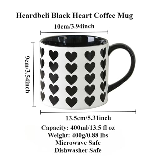 Taza de Cerámica Blanca con Corazón Negro 13.5 oz miniatura 2