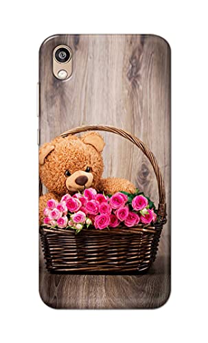 Image of PRINTFIDAA Roses and Teddy Bear in The Wicker Hard Back Cover for Honor 8S / Huawei Y5 (2019), AMN-LX9, AMN-LX1, AMN-LX2, AMN-LX3 Back Cover -(P6) KAT1004