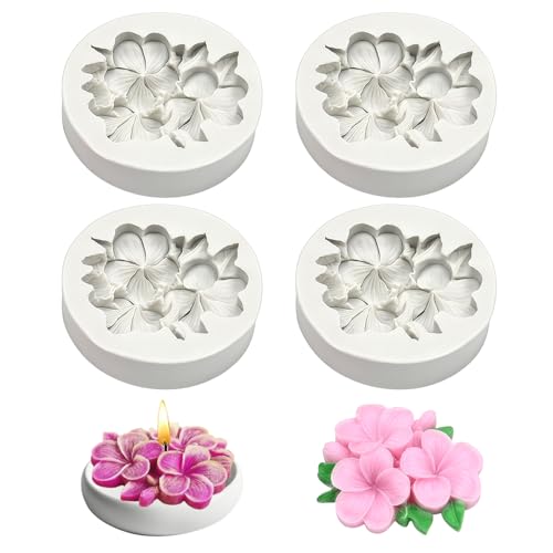 4 Pièces Moule en Silicone Marguerite Fleur, 3D DIY Moule Fleur Silicone Bougie, pour la Fabrication de Savons, Bougie, Chocolat, Décoration de Gâteaux