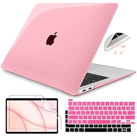 Teryeefi Compatible with MacBook Pro 13 inch Case 2022 2021 2020-2016 Release A2338 M1 M2 A2289 A2251 A2159 A1989 A1706 A1708, Plastic Hard Shell Case & Keyboard Cover & Screen Protector, Crystal Pink Cover