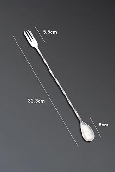 6 Adet 32 cm Çelik Çift Başlı Kokteyl Karıştırma Barmen Kaşığı cin582-6