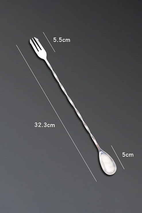 6 Adet 32 cm Çelik Çift Başlı Kokteyl Karıştırma Barmen Kaşığı cin582-6