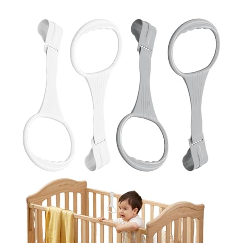 Ayudante de pie para cuna: diseño de agarre ergonómico, herramientas de asistencia para caminar para bebés, barras de entrenamiento de equilibrio para niños pequeños | Bucles de soporte para colgar en