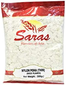 Saras Poha (Rice Flakes) Thin, Thick, Medium, Corn (Makai) 300G/800G (Thin Poha 300G (Rice Flakes))