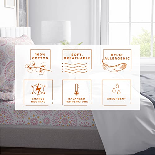 Bohemian 4 Piece Bed Sheet Set 600 Thread Count 100% Egyptian Cotton Fitted Sheet 15 Inch Deep Pocket, Flat Sheet & 2 Pillowcases - Printed Paradise Geometric Hippie Bedding (Mandala, Queen) #TOP3