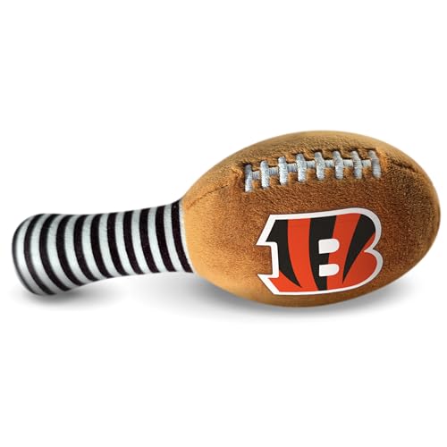 Image of Cincinnati Bengals Plush Football Rattle by Smilo - Officially Licensed NFL Baby Rattle Toy - Soft Baby Rattle with Bell - for Babies and Toddlers from 3 Months